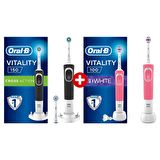 Oral-B Cross Action & 3D White Şarjlı Diş Fırçası 2'li + 1 Yedek Başlık