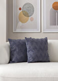 Ritim Desenli Punch İşlemeli Keten Kırlent Kılıfı 43x43cm, Dekoratif Kırlent Kılıfı