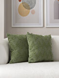 Ritim Desenli Punch İşlemeli Keten Kırlent Kılıfı 43x43cm, Dekoratif Kırlent Kılıfı