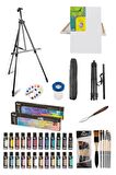 Rich Mastermix Akrilik Boya 12'li Canlı-pastel 60 Cc - 50x70 Tuval-portatif Metal Şövale Seti