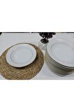 Mat Yaldızlı 19 Cm Çukur Yemek Tabağı 12 Adet
