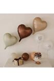 Retro Balon Krem, Bej Ve Karamel Kalp Balon | Retro Balon Kahve Tonlar Kalp Folyo Balon Set 3 adet