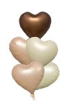 Retro Balon Krem, Bej Ve Karamel Kalp Balon | Retro Balon Kahve Tonlar Kalp Folyo Balon Set 3 adet