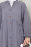 Kadın Düğmeli Gri Ayrobin Elbise