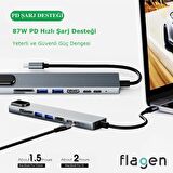 Flagen Huawei Matebook D16 Uyumlu Type-c Çoğaltıcı 8 In 1 Ethernet Sd Usb Hdmı Hub Çevirici