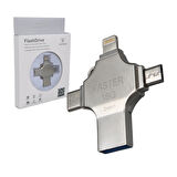 4 In 1 16gb Flash Bellek (Usb - Type-c - Micro Usb - Lightning)