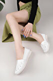 Nesil Shoes Knc 022 Beyaz Hakiki Soft Deri Kadın Ayakkabı