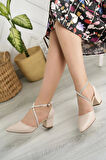 Nesil Shoes Elva 054 Ten Taşlı Topuklu Kadın Ayakkabı