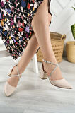 Nesil Shoes Elva 054 Ten Taşlı Topuklu Kadın Ayakkabı