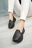 Nesil Shoes Dvm 810 Siyah Cilt Faylon Taban Kadın Yürüyüş Ayakkabısı