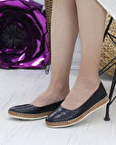 Nesil Shoes Syg P24 Siyah Hakiki Deri Kadın Ayakkabı