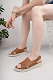 Nesil Shoes Bell 25164 Taba Anatomik Kadın Sandalet