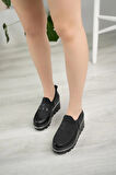 Nesil Shoes Wiss 520 Siyah Dolgu Topuk Kadın Ayakkabı