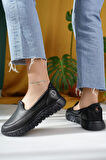 Nesil Shoes Dvm 810 Siyah Baskı Faylon Taban Kadın Yürüyüş Ayakkabısı