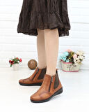 Capella 3205 Taba Hakiki Deri Çift Fermuarlı Kemik Çıkıntısı Bot