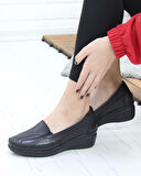 Forex 1010 Siyah Hakiki Deri Rahat Günlük Kadın Ayakkabı