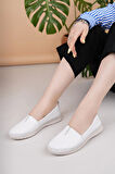 Nesil Shoes Knc 033 Beyaz Hakiki Soft Deri Kadın Ayakkabı