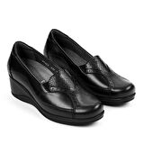 Forelli Rosa 57603 Siyah Hakiki Deri Dolgu Kadın Ayakkabı