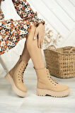 Nesil Shoes İfs 772 Nude Kalın Taban Kadın Postal Bot