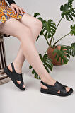 Nesil Shoes Bell 25164 Siyah Anatomik Kadın Sandalet