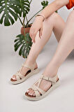 Nesil Shoes Bell 25154 Bej Anatomik Kadın Sandalet
