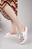 Nesil Shoes Dvm 033 Beyaz Masaj Tabanlı Tokalı Kadın Terlik