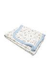 VaVbaby Ayıcık Desenli Bebek Tek Kat Kapitone Battaniye Kundak 80x90 cm Mavi