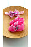 VaVbaby Barbie Pink - Pembe Kız Bebek Bandana ve Ayakkabı 0-6 Ay Şirin Sevimli Rahat Yumuşak Taban