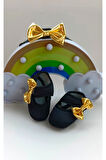 VaVbaby Gold Chic Kız Bebek Bandana ve Ayakkabı 0-6 Ay Şirin Sevimli Rahat Yumuşak Taban