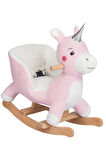 VaVbaby Sallanan At Ahşap Peluş Yumuşak - Unicorn Fuşya