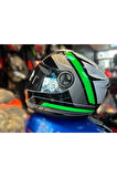 Fr 913 HASTE( SİYAH YEŞİL ) GÜNEŞ VİZÖRLÜ KASK