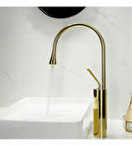 Banyo Çanak Lavabo Bataryası Parlak Gold Paslanmaz Çelik