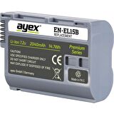 Nikon Z6, Z7, V1, D7500, D7200, D7100, D7000, D500, D750, D800, D600, için ayex EN-EL15B Batarya
