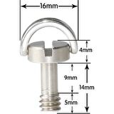 Ayex Tripod Quick Release Plate Için 1/4 Inç Uzun Şaftlı Tripod Vidası