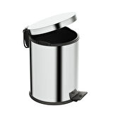 Aqua Bagno Basic Çöp Kovası - Pedallı 5 L, Parlak Krom Paslanmaz