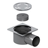 Aqua Bagno Basic 1.0 Yer Sifonu  10x10 cm. Metal Paslanmaz Kapaklı-304 ,50 lık, Yandan Çıkış