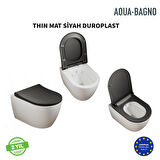 Aqua Bagno Thin Klozet Kapağı,Mat Siyah,Tak Çıkar-Yavaş Kapanan,Duroplast