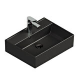 Aqua Bagno Plan Tezgah Üstü Kare Çanak  Lavabo , 50x38 cm.  Mat Siyah 