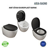 Aqua Bagno Smile Yavaş Kapanan Klozet Kapağı, Mat Siyah, Tak Çıkar, duroplast