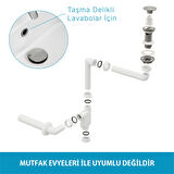 Aqua Bagno  Smart Pop-up  sifon , Taşma Delikli  Krom +Comfort Yer Kazandıran Lavabo  sifonu -2 Parça Set