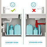 Aqua Bagno  Smart Pop-up  sifon , Taşma Delikli  Krom +Comfort Yer Kazandıran Lavabo  sifonu -2 Parça Set
