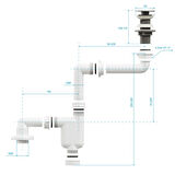 Aqua Bagno  Smart Pop-up  sifon , Taşma Delikli  Krom +Comfort Yer Kazandıran Lavabo  sifonu -2 Parça Set