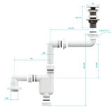  Aqua Bagno  Smart Pop-up  sifon , Taşma Deliksiz  Krom +Comfort Yer Kazandıran Lavabo Sifonu -2 Parça Set