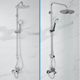 Adell Lido Rain Duş Sistemi + Lento Banyo Bataryası 2 Parça Set – Parlak Krom