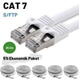 5 adet 25 Cm IRENIS CAT7 Kablo S/FTP Ethernet Network LAN Ağ Kablosu