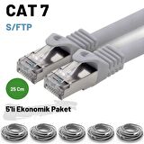 5 adet 25 Cm IRENIS CAT7 Kablo S/FTP Ethernet Network LAN Ağ Kablosu
