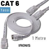 IRENIS 1 Metre CAT6 Kablo Yassı Ethernet Network Lan Ağ İnternet Kablosu