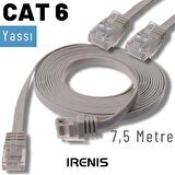 IRENIS 7,5 Metre CAT6 Kablo Yassı Ethernet Network Lan Ağ İnternet Kablosu