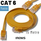 IRENIS 15 Metre CAT6 Kablo Yassı Ethernet Network Lan Ağ İnternet Kablosu