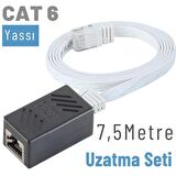 IRENIS 7,5 Metre CAT6 Kablo Uzatma Seti, Yassı Ethernet Kablo ve Ekleyici